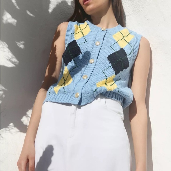 ZARA LIGHT BLUE KNIT SWEATER SIZE LARGE - Picture 1 of 13